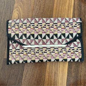 The Limited Pink and Black Geometric Clutch